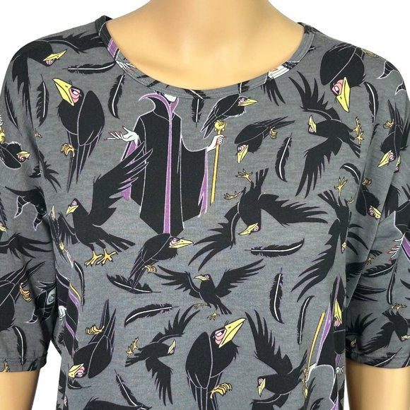 LuLaRoe Womens XS Disney Sleeping Beauty Maleficent Villain Tunic‎ Blouse Shirt - Picture 2 of 12